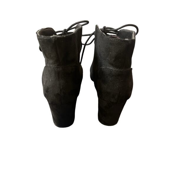 Madden Girl Womens Boots Size 8.5 Black Lace Up Textile Ankle Boots Block Heel - Picture 3 of 4